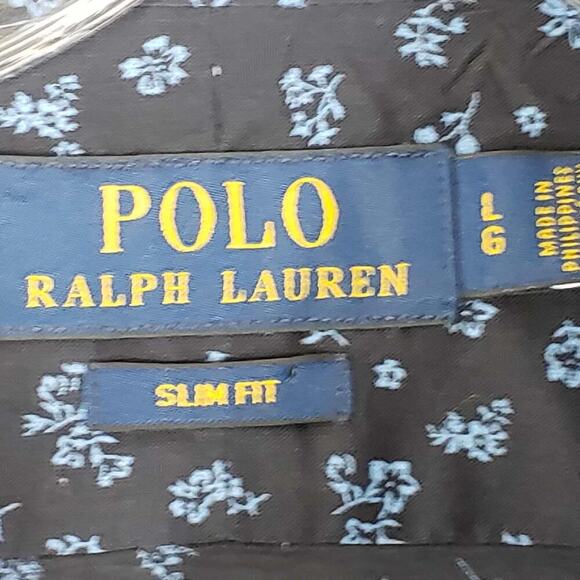 Polo Ralph Lauren Oxford Shirt Mens Size Large L Button Down Blue Floral Slim - Picture 4 of 11